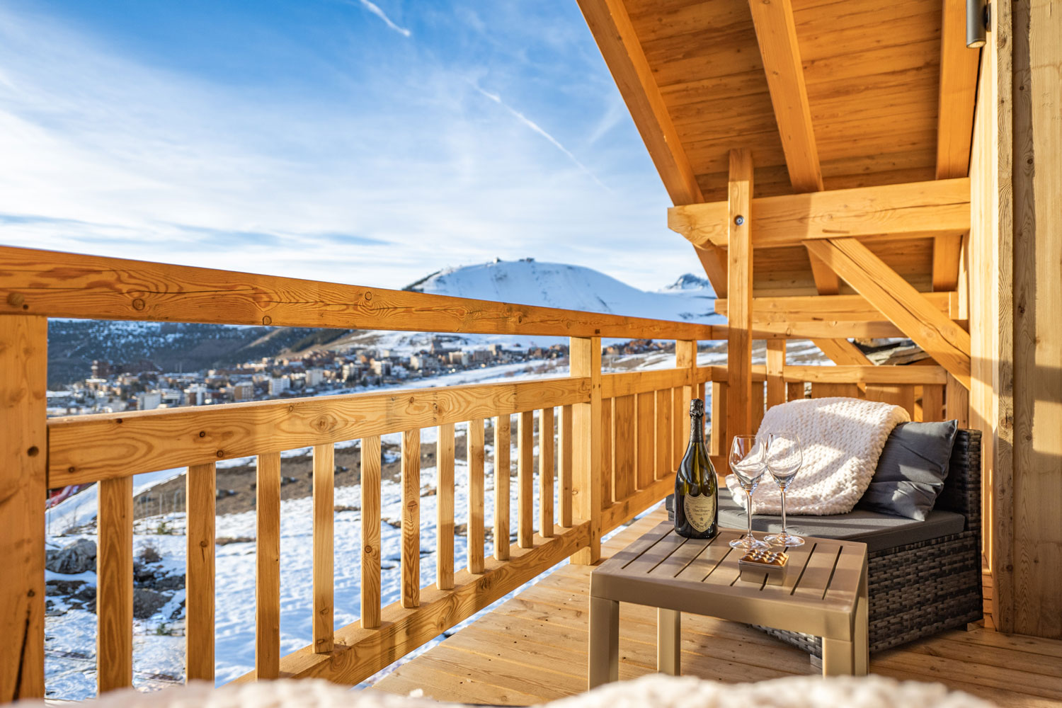 Location chalet luxe Alpe d'huez terrasse